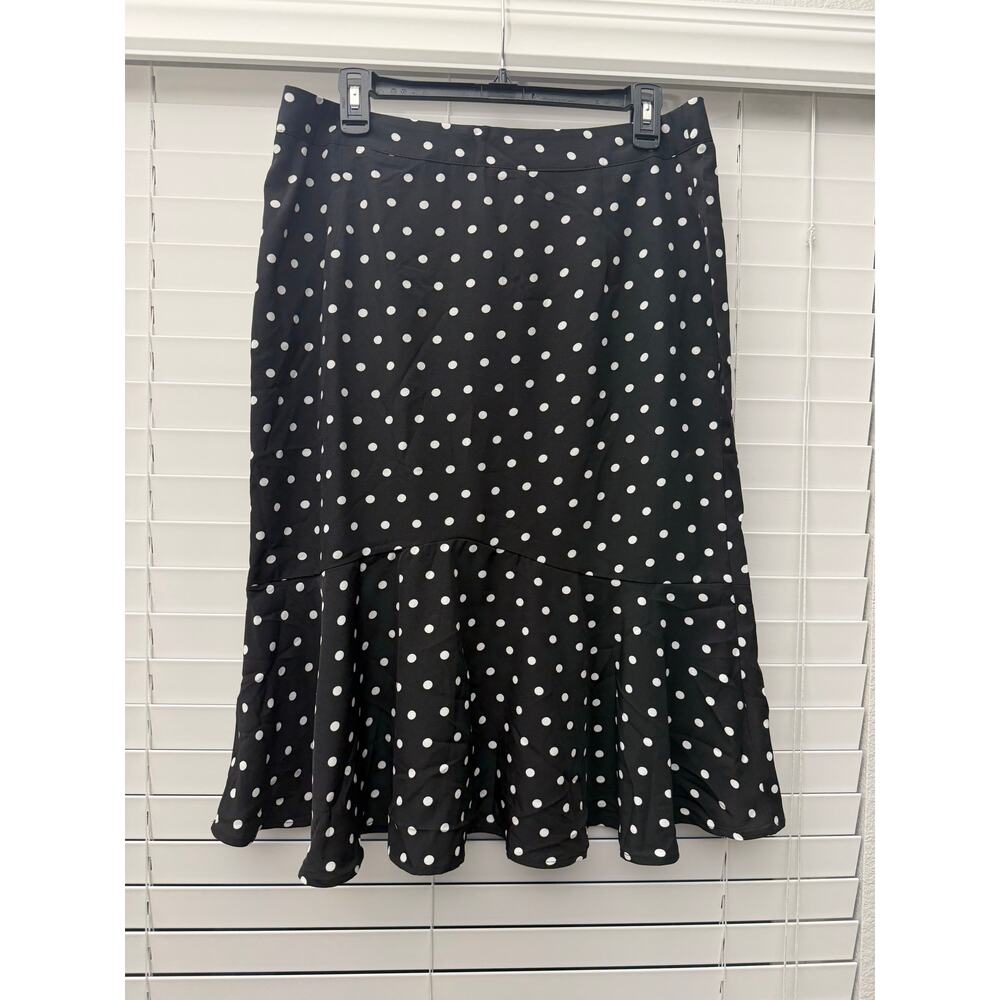 Classic Black and White Polka Dot Flared Skirt XL